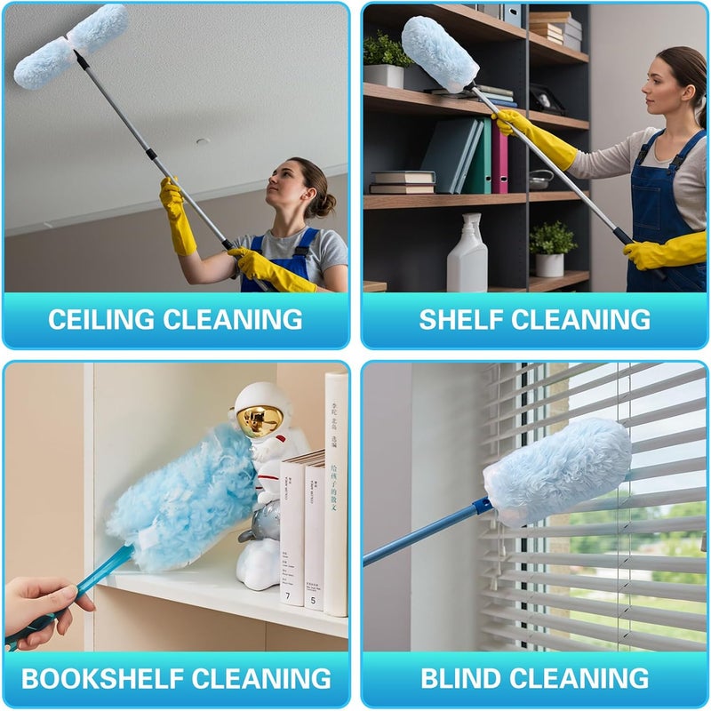EAYBOMC 60 Count Duster Refills Compatible with Swiffer Duster 360 Heavy Duty Refills Multi Surface with 1 Short Handle and 1 Long Handle - Image 2